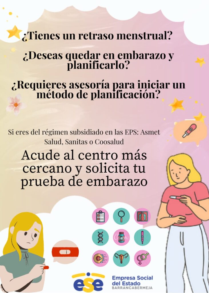 Publicación sobre invitación a solicitar prueba de embarazo